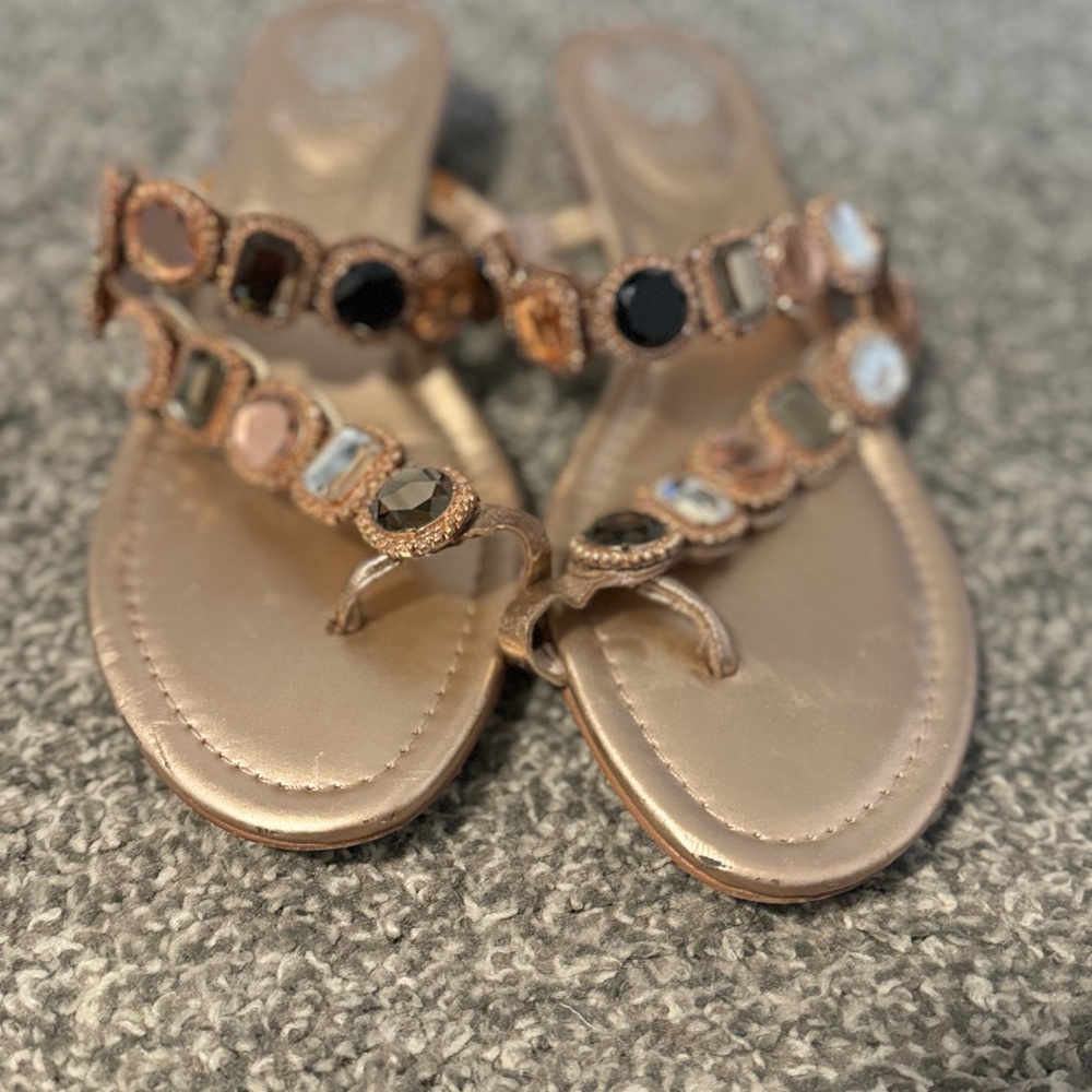 Elegant Beaded Sandals - Tan and Black